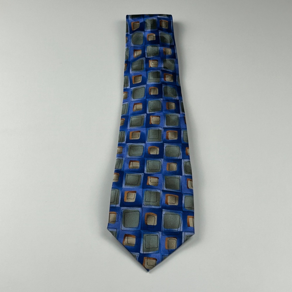 Vintage 2005 J. Garcia Emerald City Blue Geometric 100% Silk Tie China